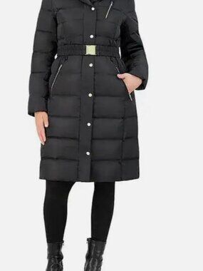 Cole Haan Women's Black Belted Puffer Coat Size Small